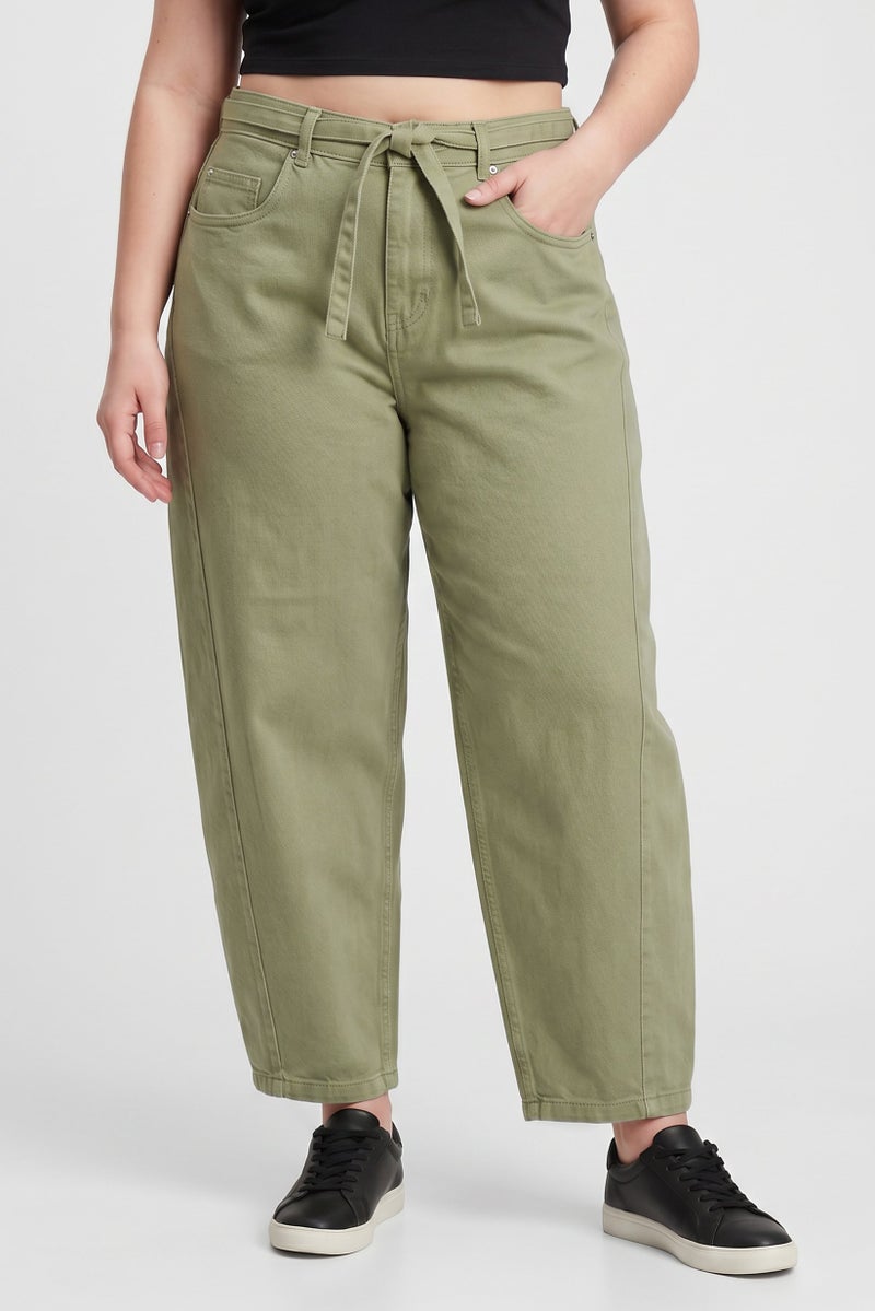 Threadbare Women Wide Leg Solid Denim Jeans, Green - Image 1