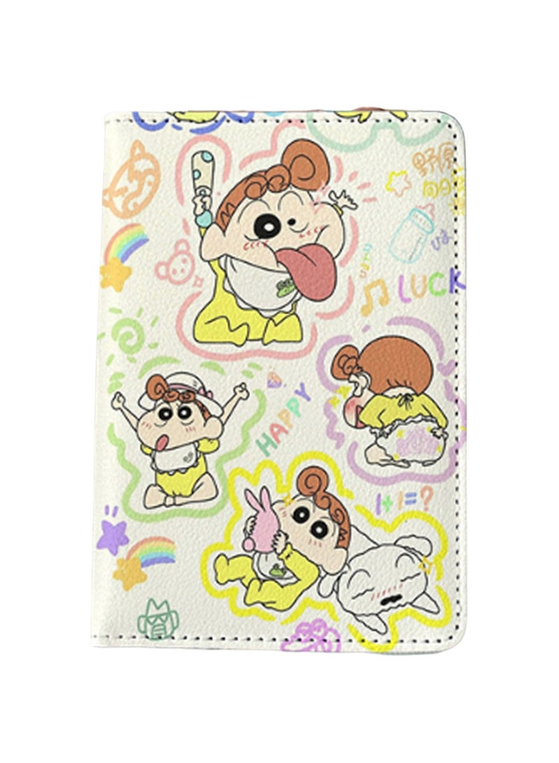 Yellow Cartoon Girl Passport Holder Multi-Function Card Holder Passport Protector, Id Card Storage Case Boys And Girls Card Holder Pu Leather Travel Id Holder, Travel Accessories - Image 1