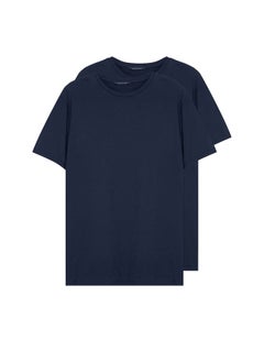 trendyol Navy Blue Basic Slim Fit 100% Cotton 2-Pack Crew Neck Short Sleeve T-Shirt TMNSS19BO0071  - Image 2