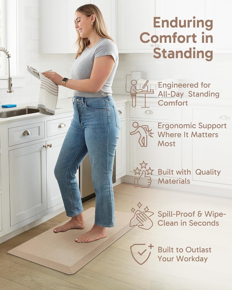 Ophanie Kitchen Mats for Floor, 3/4 Inch Thick, 20x39 Anti Fatigue Cushioned Mat with 99+ Pairs of Anti-Slip Bottom Ridges,Kitchen Rugs,Waterproof,Comfort Ergonomic Standing Mat for Office,Home,Sink - Image 3