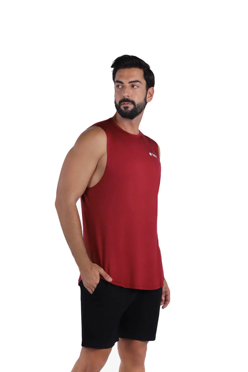 Yeseco  YesEco Men’s Burgundy Athleisure Tank Top – Ultra-Soft Bamboo Viscose Sleeveless Shirt – Lightweight, Breathable, Sustainable Muscle Tank for Gym, Yoga, or Casual Wear (Only Tank Top) for Men | Best Price UAE