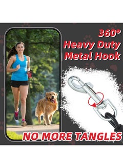 PUPTECK PUPTECK Retractable Dog Leash with Anti-Chewing Steel Wire, 360°Tangle-Free Pet Walking Leash for Small Medium Large Dogs, Heavy Duty up to 110lbs, 16ft Strong Reflective Leash, One-Hand Brake Red  - Image 4