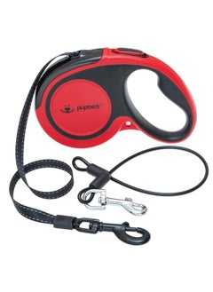 PUPTECK PUPTECK Retractable Dog Leash with Anti-Chewing Steel Wire, 360°Tangle-Free Pet Walking Leash for Small Medium Large Dogs, Heavy Duty up to 110lbs, 16ft Strong Reflective Leash, One-Hand Brake Red  - Image 1