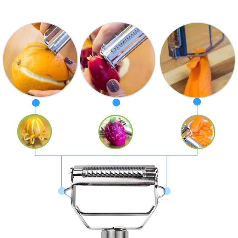Sunkuka Julienne Peeler Stainless Steel Cutter Slicer with Cleaning Brush Pro for Carrot Potato Melon Gadget Vegetable Fruit - Image 5