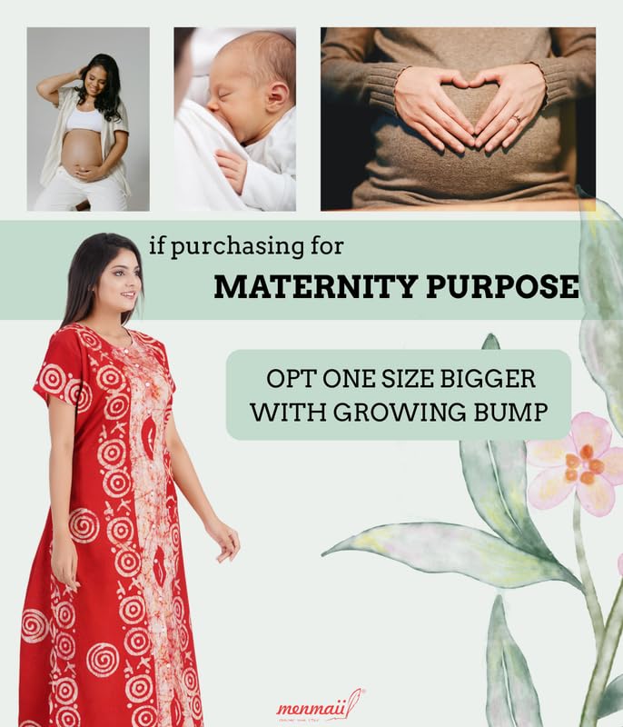 MENMAII Full Length [L-4XL] - Women's Full Open/Front Buttoned Multipurpose Nighty for Pregnancy/Elderly/Patient/Feeding/Hospital Purpose Nighty [a Kind of Adaptive Clothing]-[Red Btk_2XL] - Image 3