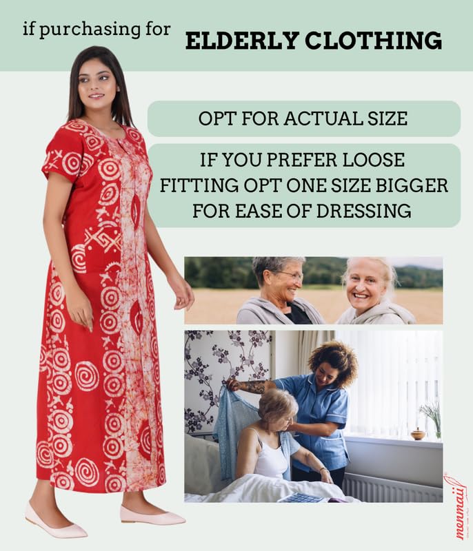 MENMAII Full Length [L-4XL] - Women's Full Open/Front Buttoned Multipurpose Nighty for Pregnancy/Elderly/Patient/Feeding/Hospital Purpose Nighty [a Kind of Adaptive Clothing]-[Red Btk_2XL] - Image 5