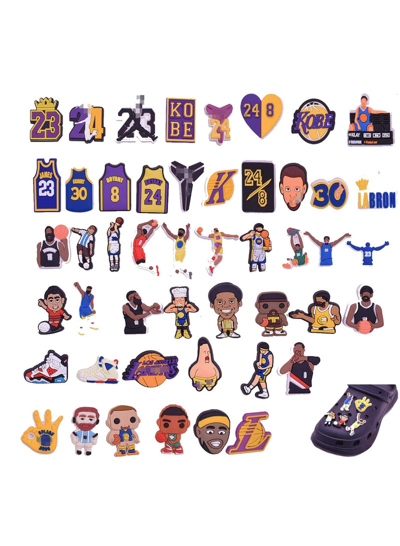 Excefore 50 Pieces Basketball Croc Charms Jibbitz Crocs Accessories for Shoe Buckle Party Favors ​Mini Decoration Charm for Women Girls Men - Image 1