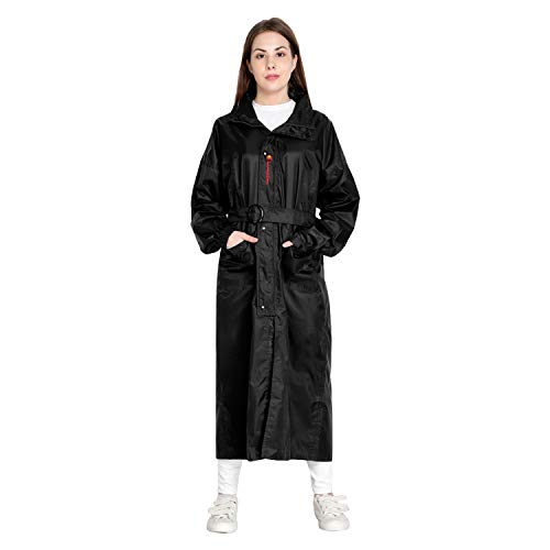Zacharias Women's Semi Nylon Waterproof Raincoat (Black_Pack of 1) (XXX-Large) - Image 1