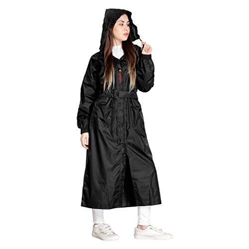 Zacharias Women's Semi Nylon Waterproof Raincoat (Black_Pack of 1) (XXX-Large) - Image 4
