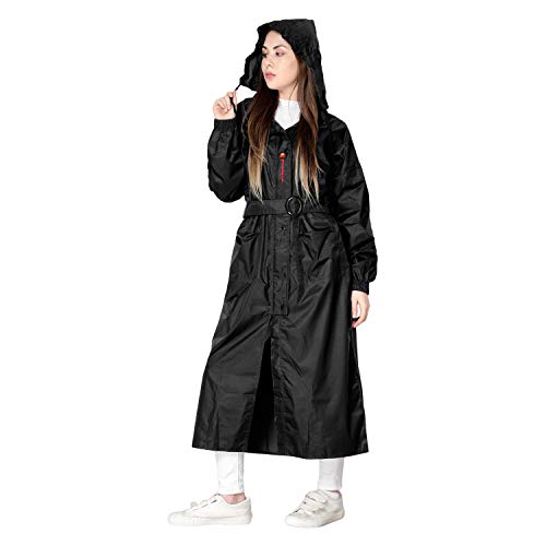 Zacharias Women's Semi Nylon Waterproof Raincoat (Black_Pack of 1) (XXX-Large) - Image 3