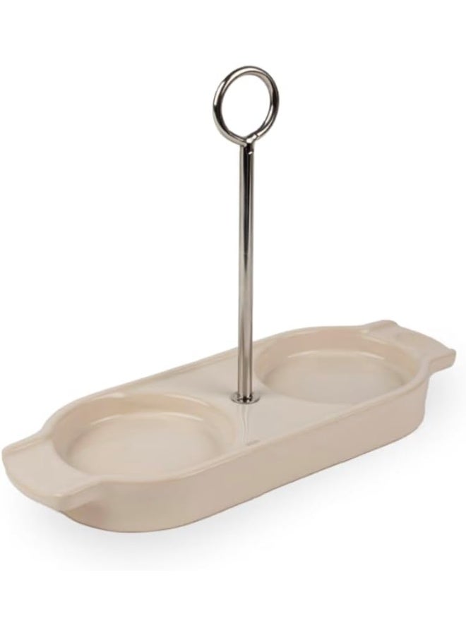 Peugeot Linea Ceramic Salt and Pepper Mill Tray in Ecru - Made in France