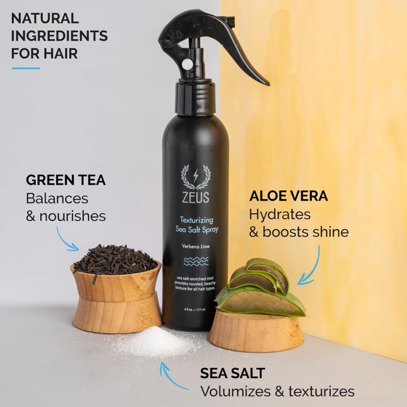 ZEUS Texturizing Sea Salt Hair Spray, Professional Volumizing & Styling Mist, Enhance Texture & Volume for Effortless Beachy Hair, Lightweight Hold & Matte Finish, Nourishing Formula (Made in USA) - Image 2