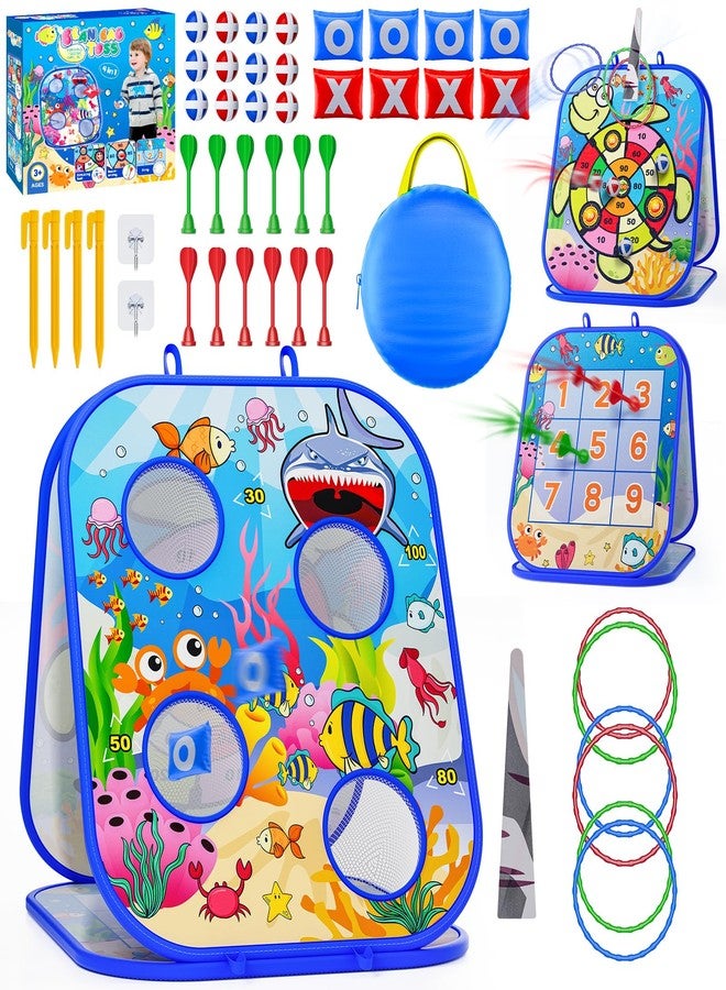 RIEYON 5-in-1Bean Bag Toss Game for Kids, Cornhole Board Toddler Toys for Kids Party Activity and Outdoor Yard Backyard, Birthday Gift or Christmas for Aged 3 4 5 6 7 8 Year Old Boys - Image 1