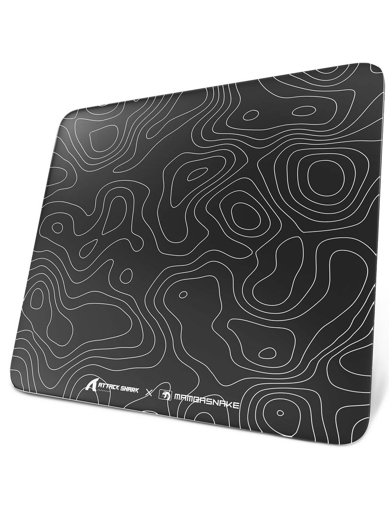 Attack Shark CM05 Glass Gaming Mousepad, Contour Nano-Micro-Etched Texture, Smooth Glass Surface, High Accuracy, Fast-Moving, Anti-Scratch, PU Leather Super Non-Slip Base,Large Size(450×400mm - Image 1