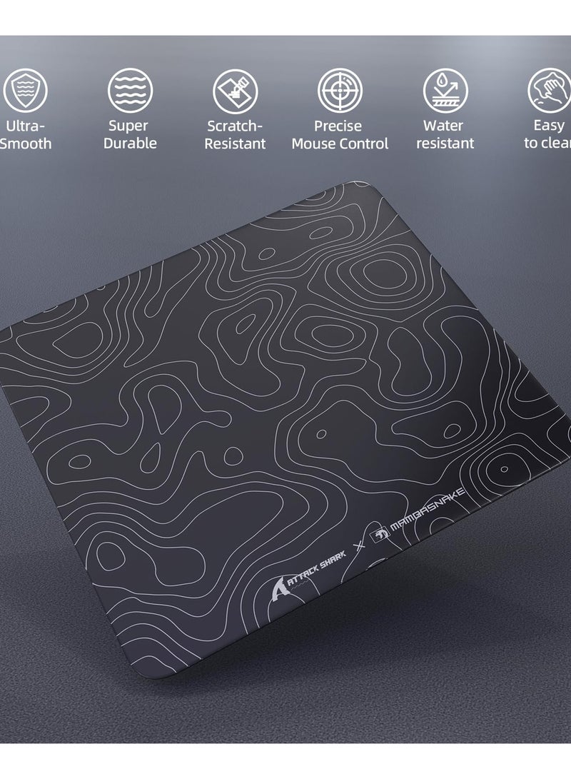 Attack Shark CM05 Glass Gaming Mousepad, Contour Nano-Micro-Etched Texture, Smooth Glass Surface, High Accuracy, Fast-Moving, Anti-Scratch, PU Leather Super Non-Slip Base,Large Size(450×400mm - Image 2