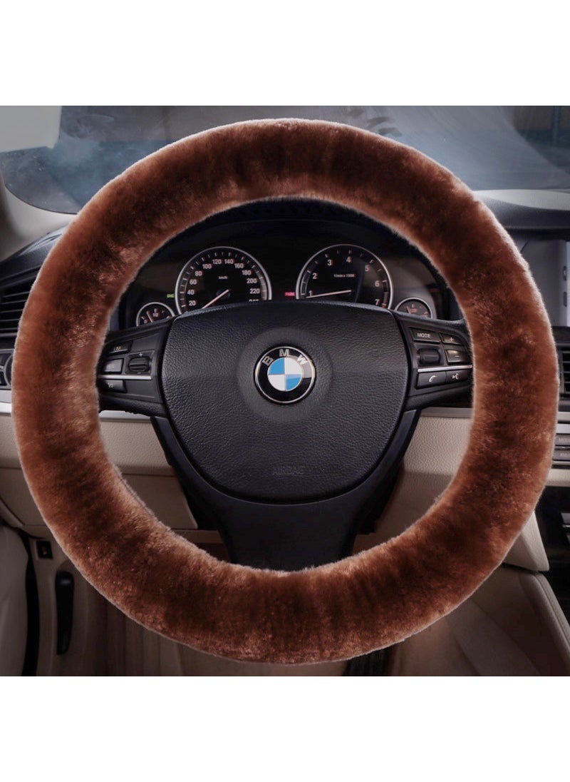 Loquat Winter Short Wool Steering Wheel Cover Light purple - Image 5
