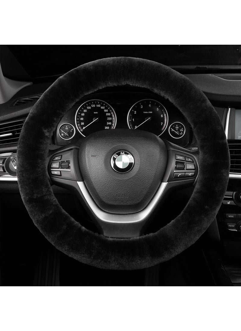 Loquat Winter Short Wool Steering Wheel Cover Light purple - Image 3