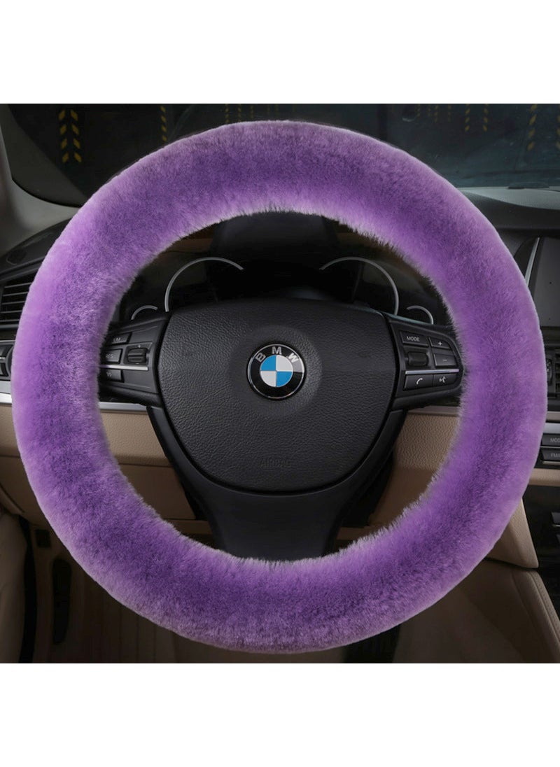 Loquat Winter Short Wool Steering Wheel Cover Light purple - Image 1