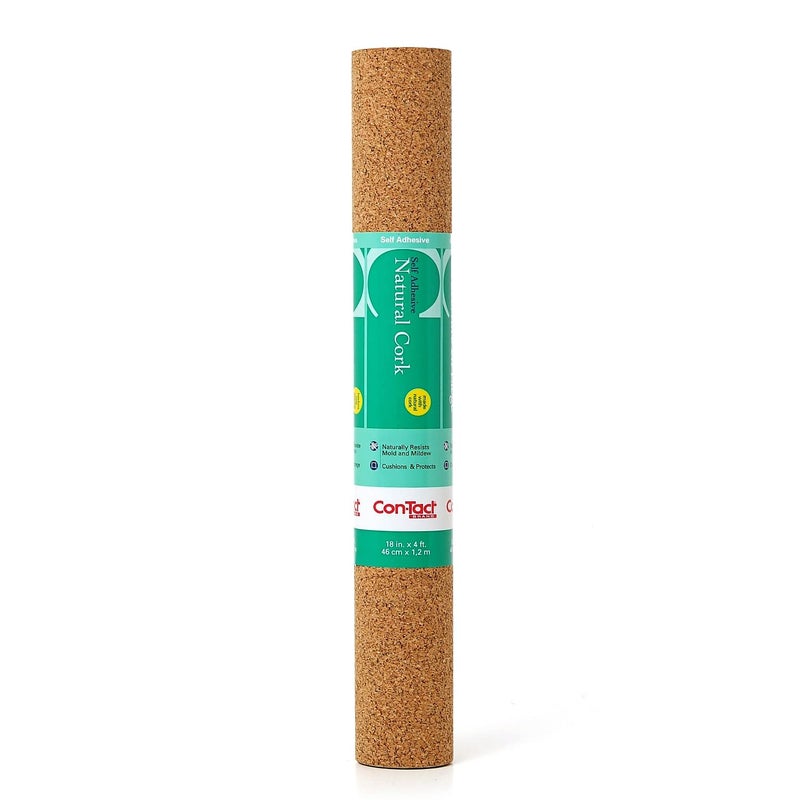 Con-Tact ConTact Brand Cork Roll SelfAdhesive Cork Roll MultiPurpose Cork Shelf Liner 18 x 4 Brown Pack of 1