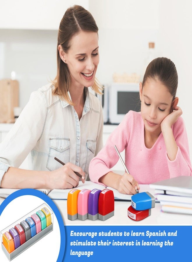 Chivertion 8 Pcs Spanish Teacher Stamps for Classroom Self Inking Grading Stamps Gifts Motivation Teacher Stamp for School Elementary Kid Signature Homework Reward Supplies - Image 5