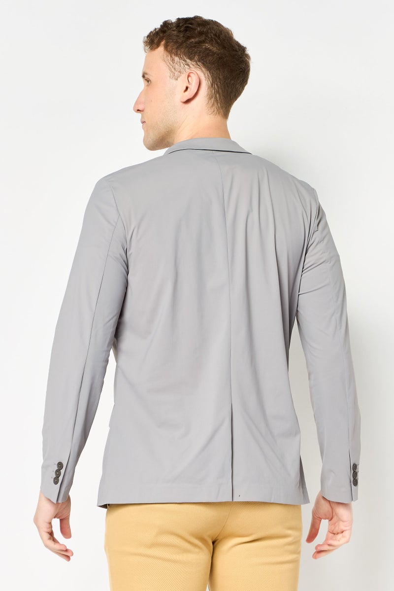 SELECTED Men Regular Fit Solid Casual Blazer, Light Grey - Image 3