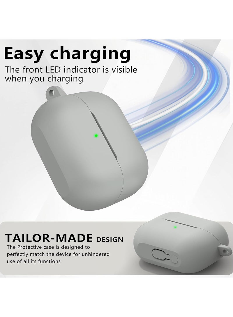 DKNG Compatible with Samsung Galaxy Buds3/ 3Pro /FE silicone earphone sleeve with cleaning brush and carabiner for wireless charging (grey) - Image 3