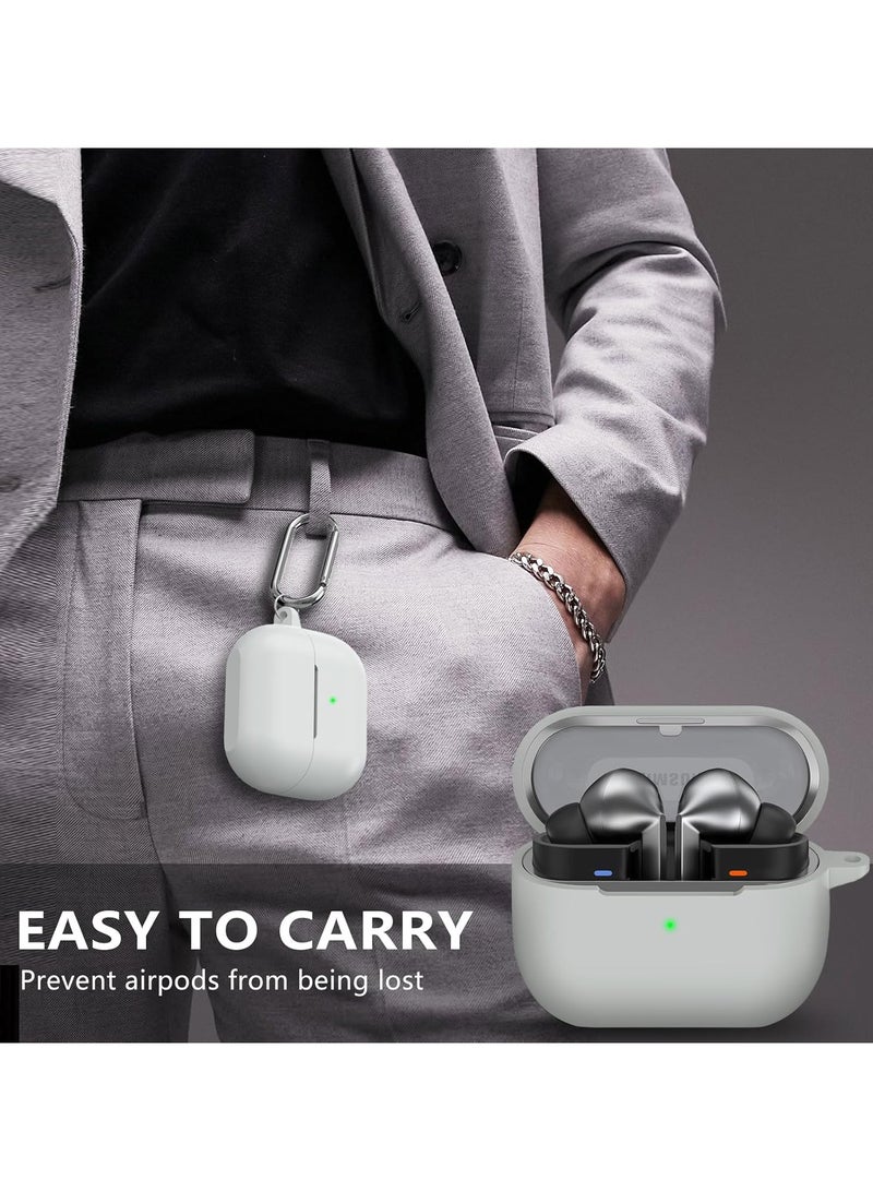 DKNG Compatible with Samsung Galaxy Buds3/ 3Pro /FE silicone earphone sleeve with cleaning brush and carabiner for wireless charging (grey) - Image 5