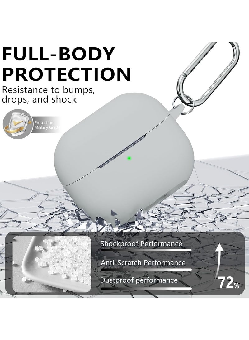 DKNG Compatible with Samsung Galaxy Buds3/ 3Pro /FE silicone earphone sleeve with cleaning brush and carabiner for wireless charging (grey) - Image 4