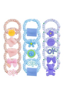 15 Pcs Fun Hair Ties for Kids, Cartoon Hair Ties, Girls Elastic Hair Ties, Cotton Ponytail Holders Hair Accessories for Toddler Kids and Baby Girls