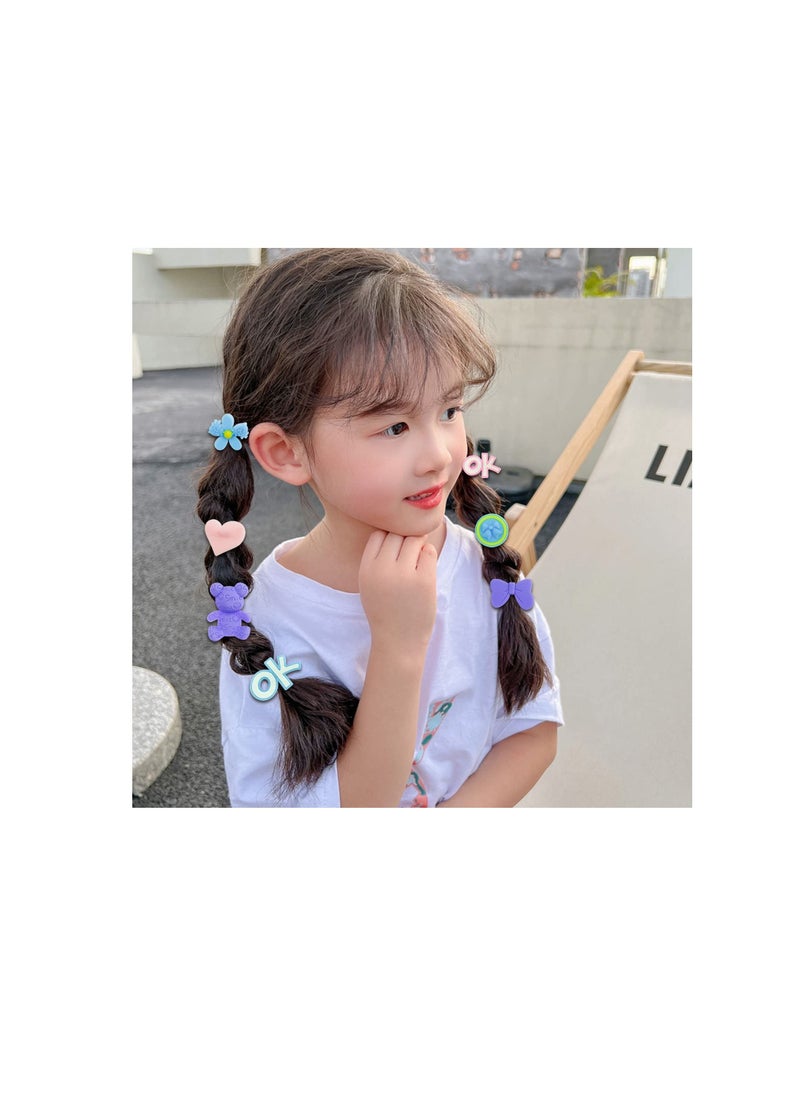 Excefore - 15 Pcs Fun Hair Ties for Kids, Cartoon Hair Ties, Girls Elastic Hair Ties, Cotton Ponytail Holders Hair Accessories for Toddler Kids and Baby Girls - Image 1