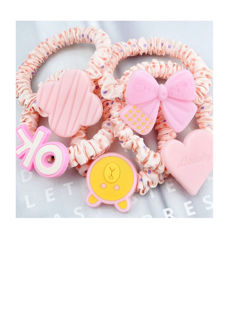 Excefore - 15 Pcs Fun Hair Ties for Kids, Cartoon Hair Ties, Girls Elastic Hair Ties, Cotton Ponytail Holders Hair Accessories for Toddler Kids and Baby Girls - Image 1