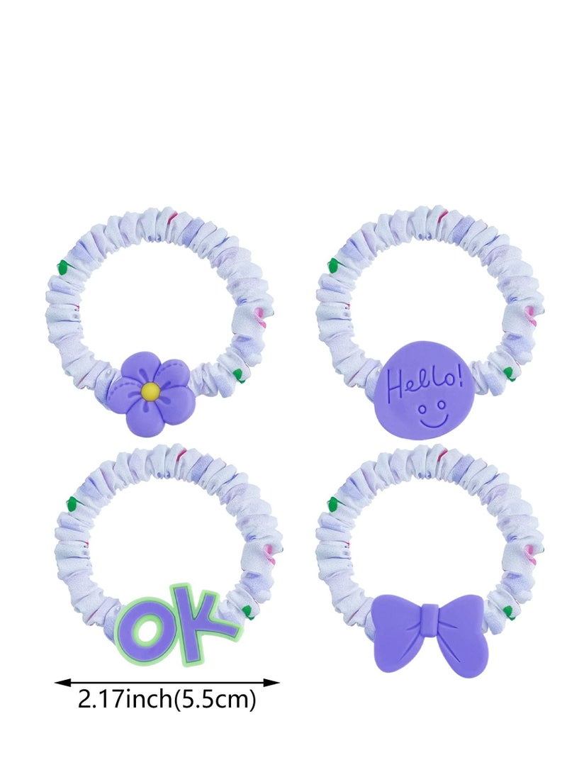 Excefore - 15 Pcs Fun Hair Ties for Kids, Cartoon Hair Ties, Girls Elastic Hair Ties, Cotton Ponytail Holders Hair Accessories for Toddler Kids and Baby Girls - Image 1