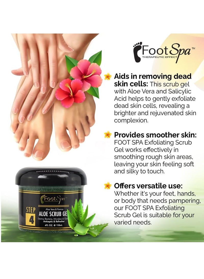 footspa - FOOT SPA - Exfoliating Scrub Gel, 4 Oz - Manicure, Pedicure and Body Exfoliator Infused with Aloe Vera and Salicylic Acid - Glow, Polish, Smooth and Moisture Skin - Body, Hand and Foot - Image 1