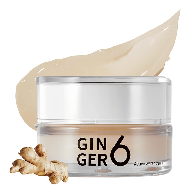 GINGER6 Active Water Cream for Face 169fl oz Lightweight Hydrating Gel Moisturizer OilFree Water Cream with 76 Ginger Water 10 Hyaluronic Acids and Peptides for Glass Skin