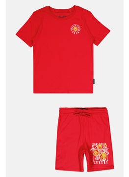 brooklyn Toddlers Boy 2 Piece Graphic Print T-Shirt And Shorts Set, Red  - Image 1