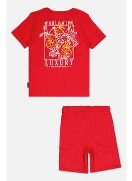 brooklyn Toddlers Boy 2 Piece Graphic Print T-Shirt And Shorts Set, Red  - Image 2