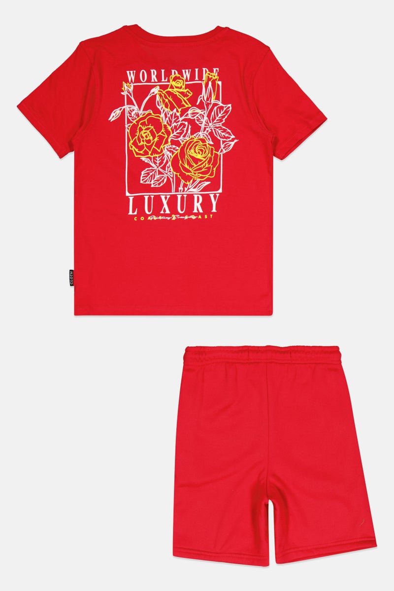 brooklyn Toddlers Boy 2 Piece Graphic Print T-Shirt And Shorts Set, Red - Image 2