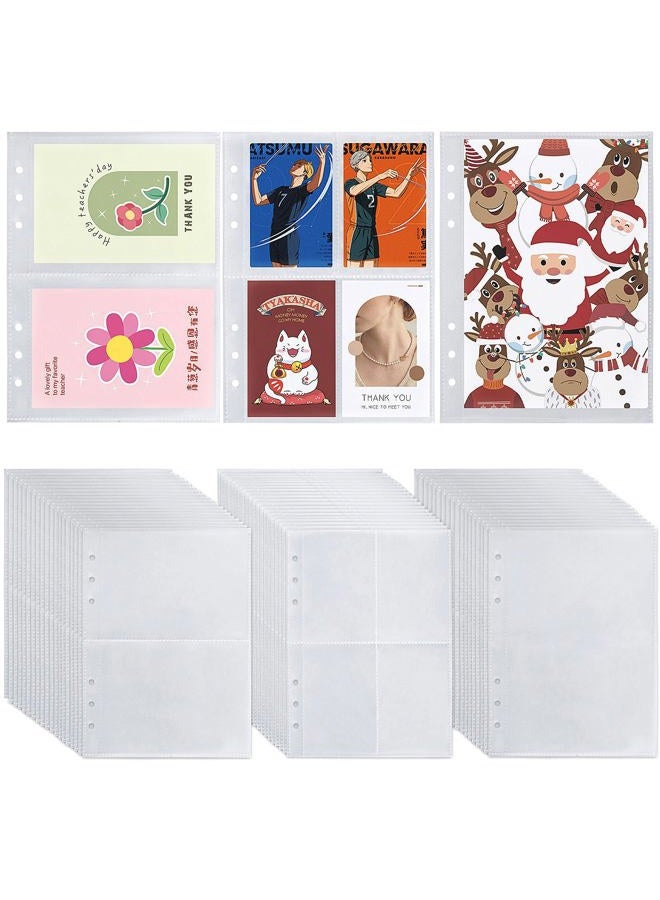 acDesign 60 Sheets A5 Binder Pockets, 3 Size One-Sided Card Binder Sleeves for 6 Ring Binde(4 Pocket 2 Pocket 1 Pocket) - Image 1