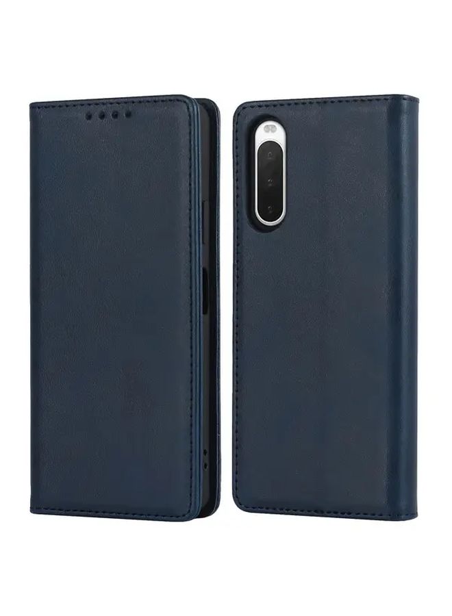 غلاف هاتف من الجلد المغناطيسي الأسود مع فتحة لبطاقة الهاتف لـ Xperia 10 III - Image 4
