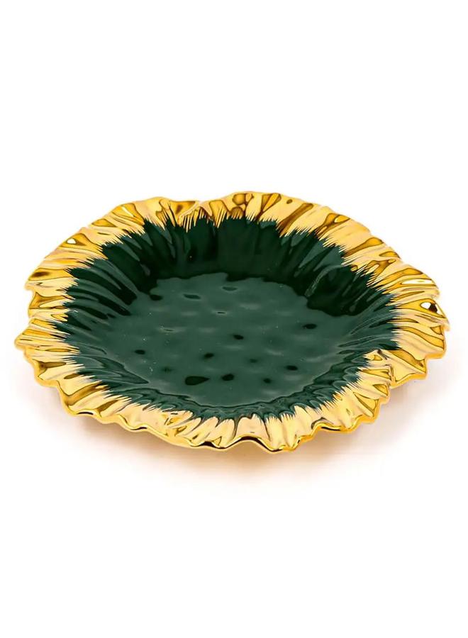 Alsaif Porcelain Dessert Serving Dish 8.75 Inches Green