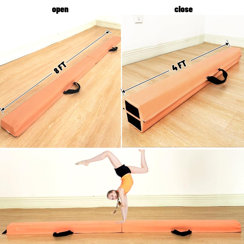 MARFULA 6 FT / 8 FT / 9 FT Folding Gymnastics Beam Foam Balance Floor Beam - Extra Firm - Suede Cover - Anti Slip Bottom with Carry Bag for Kids/Adults Home Use - Image 2