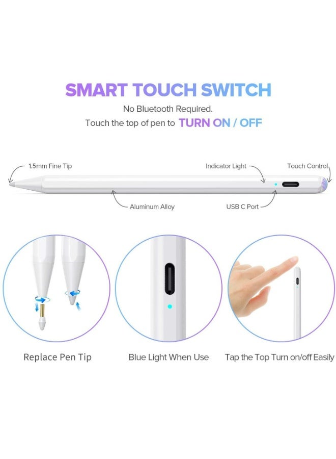 Stylus Pen for iPad  2018 (6) / iPad  2019 (7)/ iPad  2020 (8) / iPad mini(5) / iPad  Air 3/4/ iPad  Pro(11 inches) /2，iPad  Pro12.9 3 /4 / iPad  2021（10.2 inches）/iPad Pro 2021（12.9 inches）/ iPad  Air 2021（10.9 inches） - Image 5