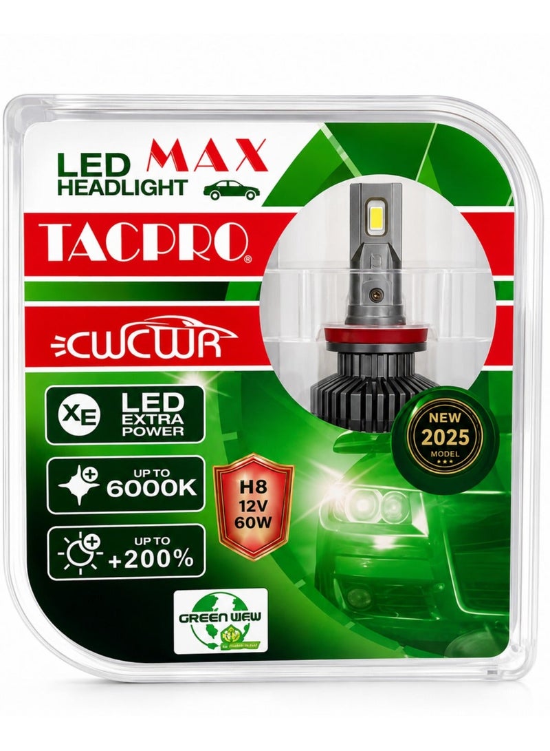 TAC Pro LED car light bulbs for the front and rear headlights of the car, original (h8), suitable for many cars