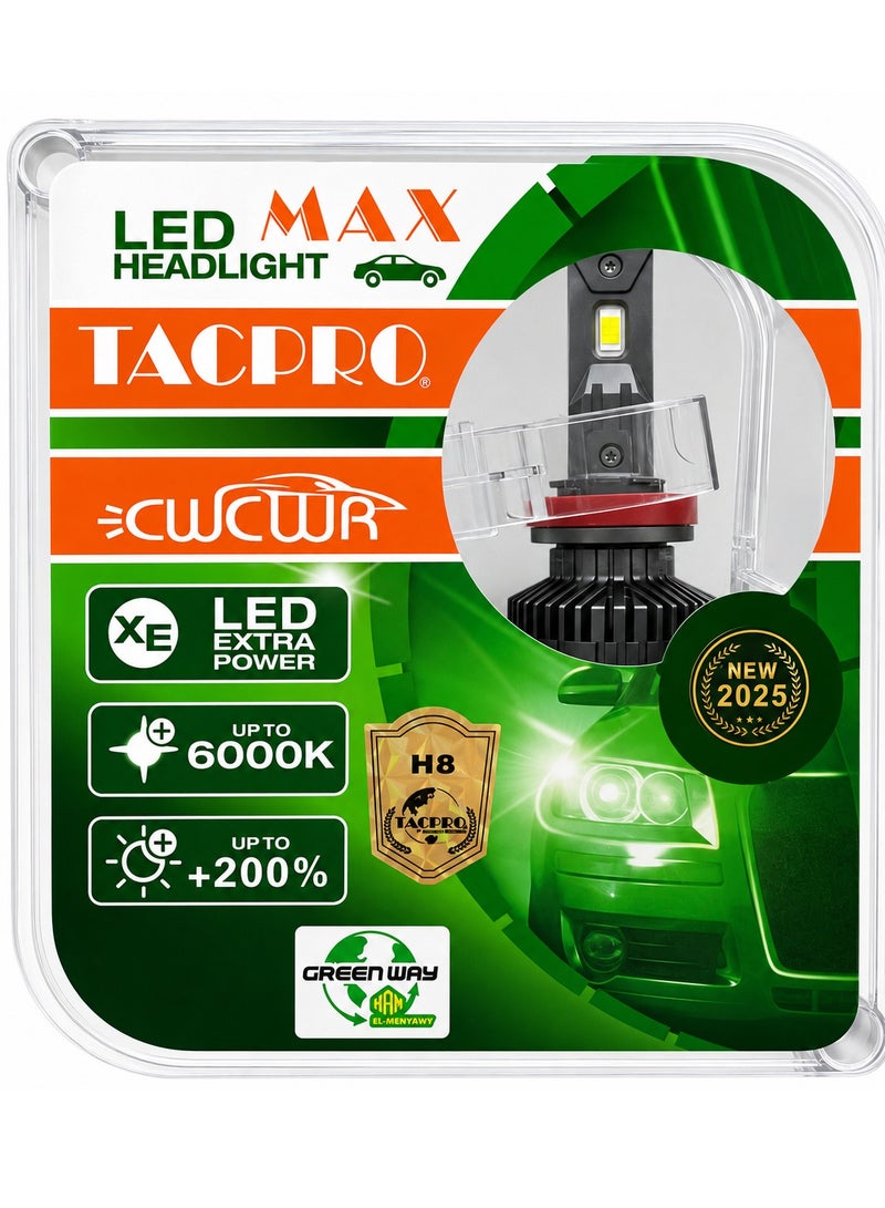 TAC Pro LED car light bulbs for the front and rear headlights of the car, original (h8), suitable for many cars