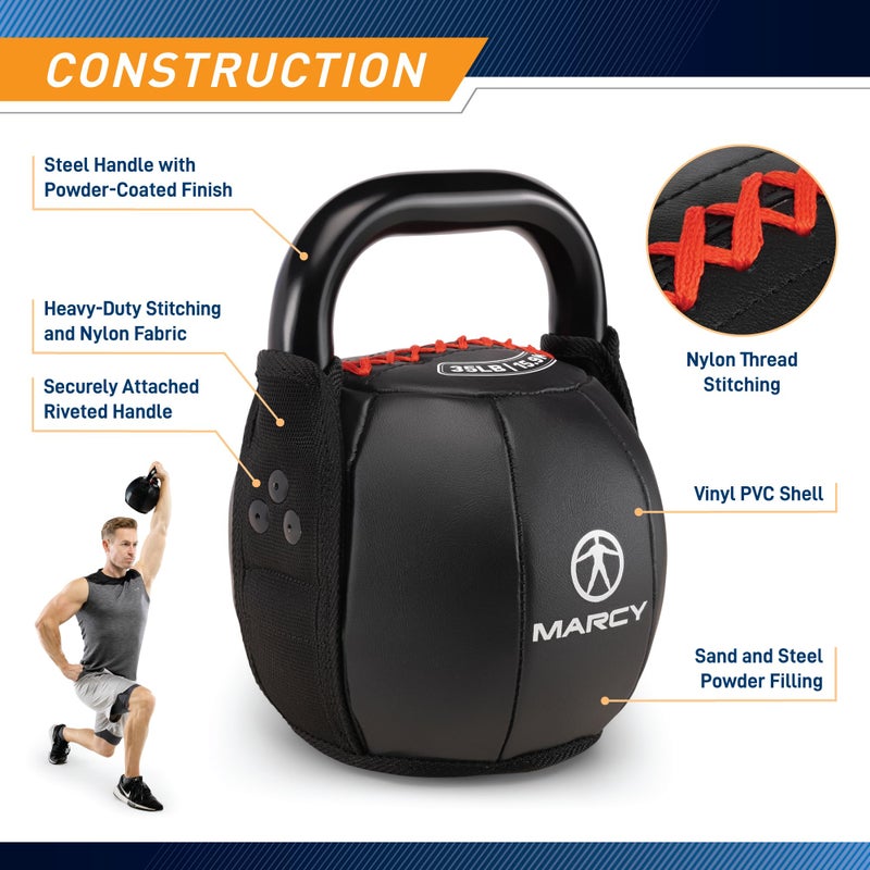 Marcy Soft Kettlebell with Handle for Weightlifting, Conditioning, Strength Training, Core Training for Full Body Workout 10lb SKB-010 - Image 5