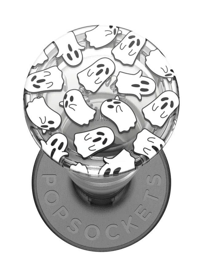 POPSOCKETS قبضة هاتف بوب سوكيت الشفافة مع قاعدة قابلة للتوسيع، بوب سوكيت للهاتف، قبضة لاصقة، بوب جريب الشفاف، بوب سوكيت هالوين - شبح شفاف - Image 1
