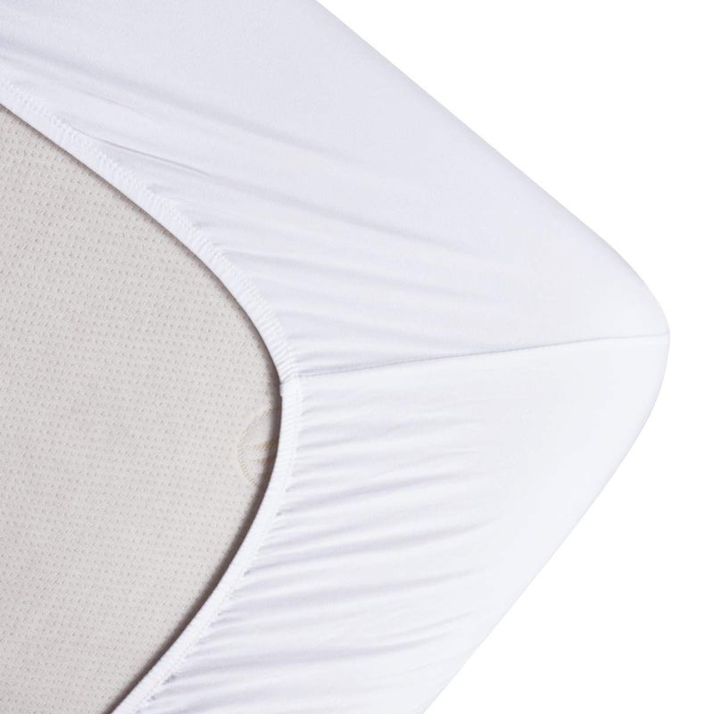 COSMOPLUS Fitted Sheet- COSMOPLUS Twin Fitted Sheet Only（No Flat Sheet or Pillow Shams）,4 Way Stretch Micro-Knit,Snug Fit,Wrinkle Free,for Standard Mattress and Air Bed Mattress from 8” Up to 10”,White - Image 3