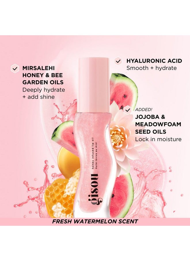 Gisou Gisou Honey Infused Hydrating Lip Oil, Nourishing Lip Moisturizer for Dry Lips, High Shine, Smooth Finish, Clear Pink Shimmer Shade, Fresh Watermelon Scent, Watermelon Sugar, 8ml  - Image 3
