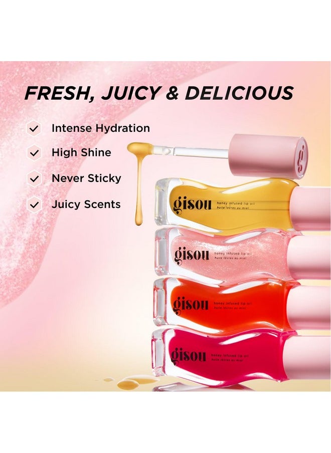 Gisou Gisou Honey Infused Hydrating Lip Oil, Nourishing Lip Moisturizer for Dry Lips, High Shine, Smooth Finish, Clear Pink Shimmer Shade, Fresh Watermelon Scent, Watermelon Sugar, 8ml  - Image 2