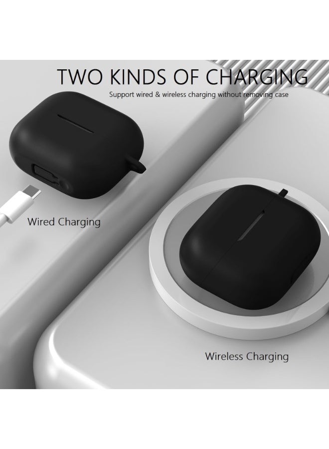 أنيوغرو حافظة Galaxy Buds 3 Pro/Buds 3 من السيليكون لحماية كاملة للجسم (مع قفل أمان)، مقاومة للصدمات والسقوط، غلاف واقي ناعم مع مجموعة تنظيف للرياضة والسفر، أسود - Image 4